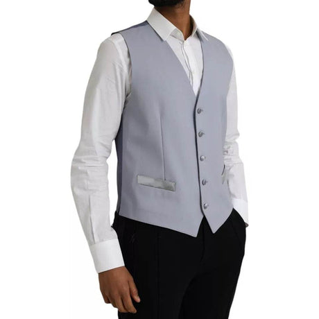 Dolce & Gabbana Light Blue Wool Formal Dress Waistcoat Vest - Hilstor