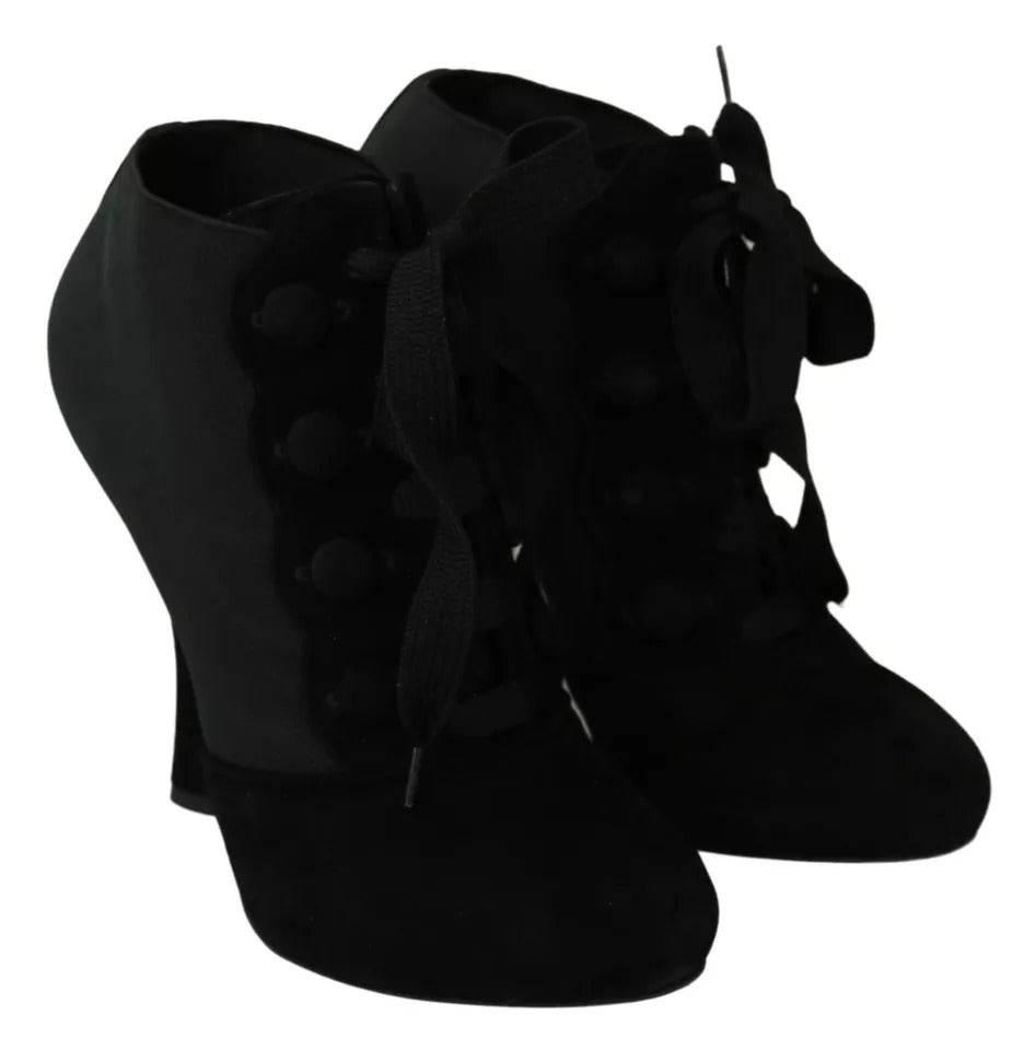 Dolce & Gabbana Black Suede Stretch Ankle Boots Booties Shoes - Hilstor