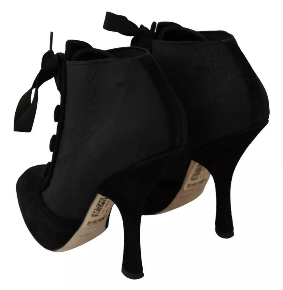 Dolce & Gabbana Black Suede Stretch Ankle Boots Booties Shoes - Hilstor