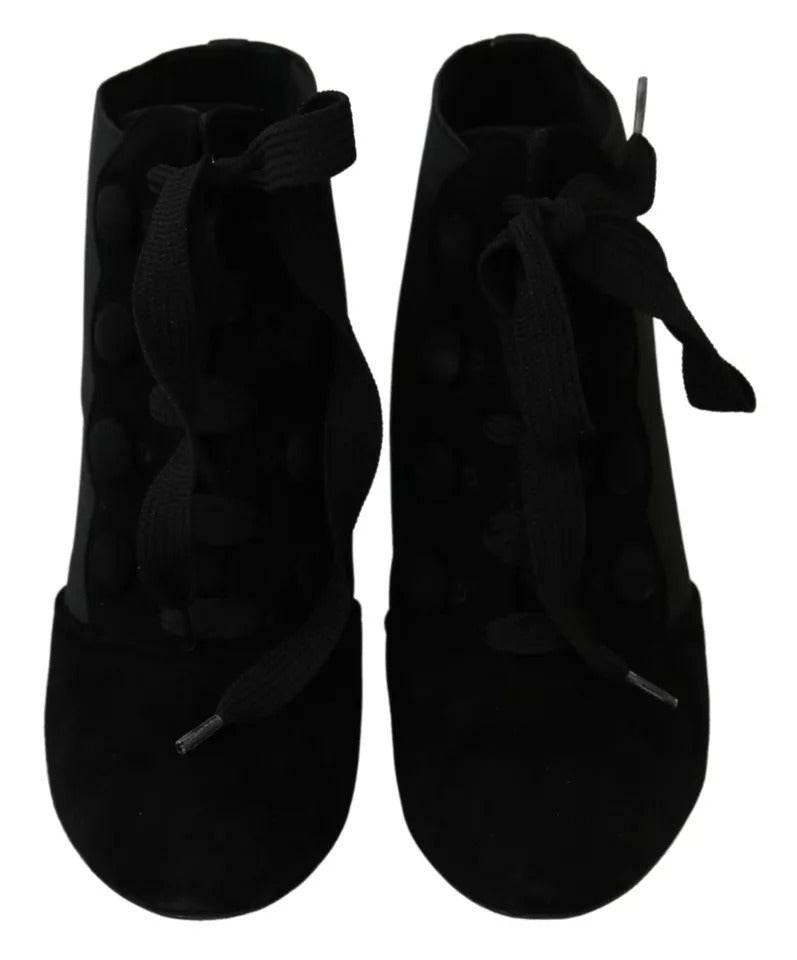 Dolce & Gabbana Black Suede Stretch Ankle Boots Booties Shoes - Hilstor