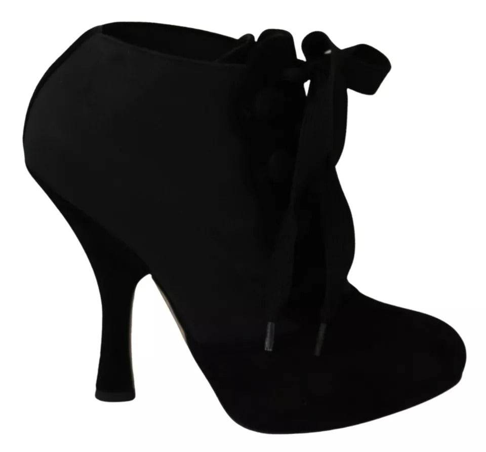 Dolce & Gabbana Black Suede Stretch Ankle Boots Booties Shoes - Hilstor