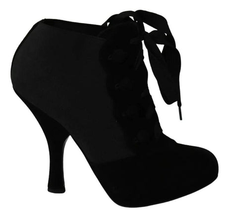 Dolce & Gabbana Black Suede Stretch Ankle Boots Booties Shoes - Hilstor