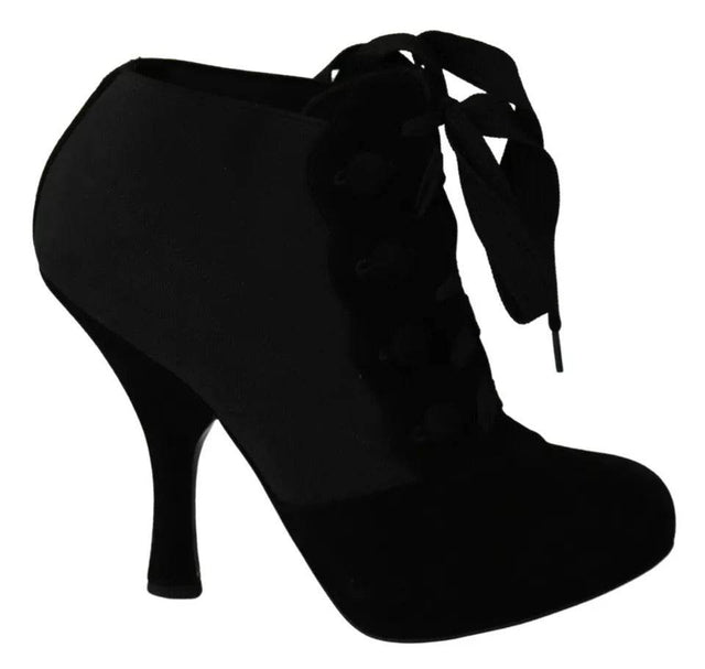 Dolce & Gabbana Black Suede Stretch Ankle Boots Booties Shoes - Hilstor