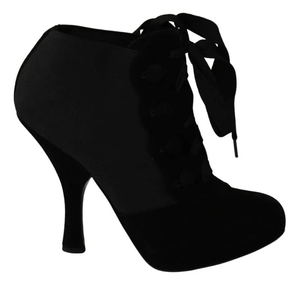 Dolce & Gabbana Black Suede Stretch Ankle Boots Booties Shoes - Hilstor