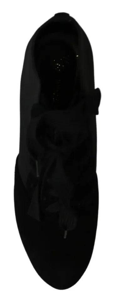 Dolce & Gabbana Black Suede Stretch Ankle Boots Booties Shoes - Hilstor