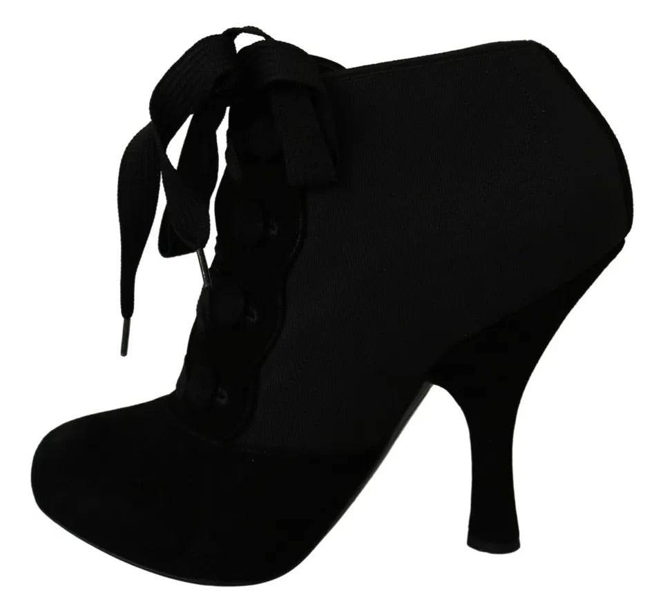 Dolce & Gabbana Black Suede Stretch Ankle Boots Booties Shoes - Hilstor