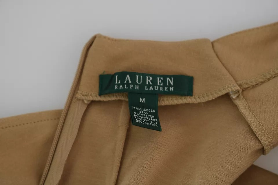 Ralph Lauren Brun V-hals Shift Knælængde Viscose Kjole