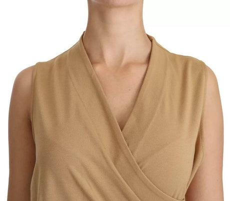 Ralph Lauren Brown V-neck Shift Knee Length Viscose Dress - Hilstor