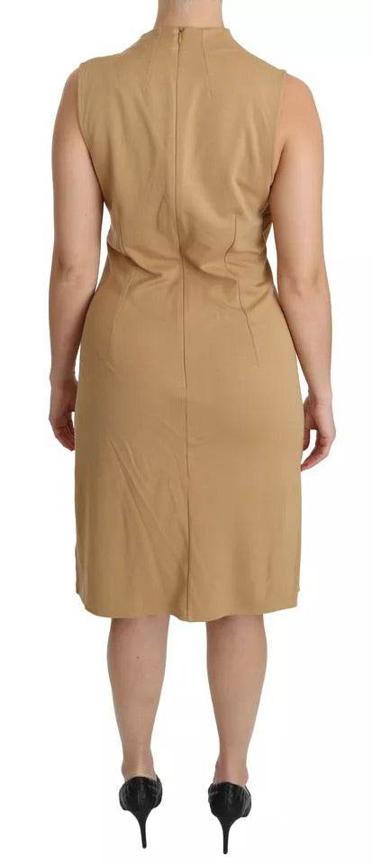 Ralph Lauren Brown V-neck Shift Knee Length Viscose Dress - Hilstor
