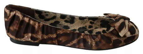 Dolce & Gabbana Brown Leopard Silk Ballerina Flats Shoes - Hilstor