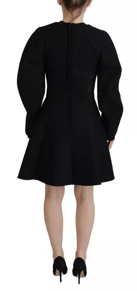 Dolce & Gabbana Black Long Sleeves A-line Mini Cotton Dress - Hilstor