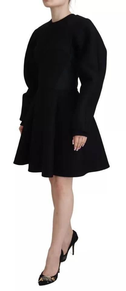 Dolce & Gabbana Black Long Sleeves A-line Mini Cotton Dress - Hilstor