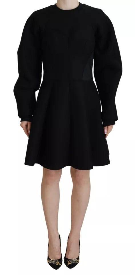 Dolce & Gabbana Black Long Sleeves A-line Mini Cotton Dress - Hilstor