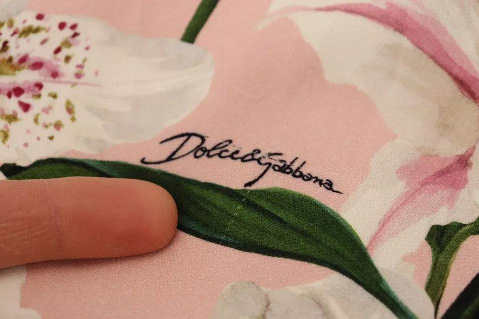 Dolce & Gabbana Pink Lily Viscose Sheath Knee Length Dress - Hilstor