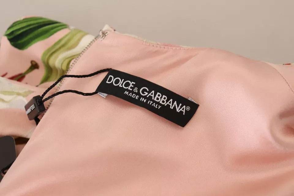 Dolce & Gabbana Pink Lily Viscose Sheath Knee Length Dress - Hilstor