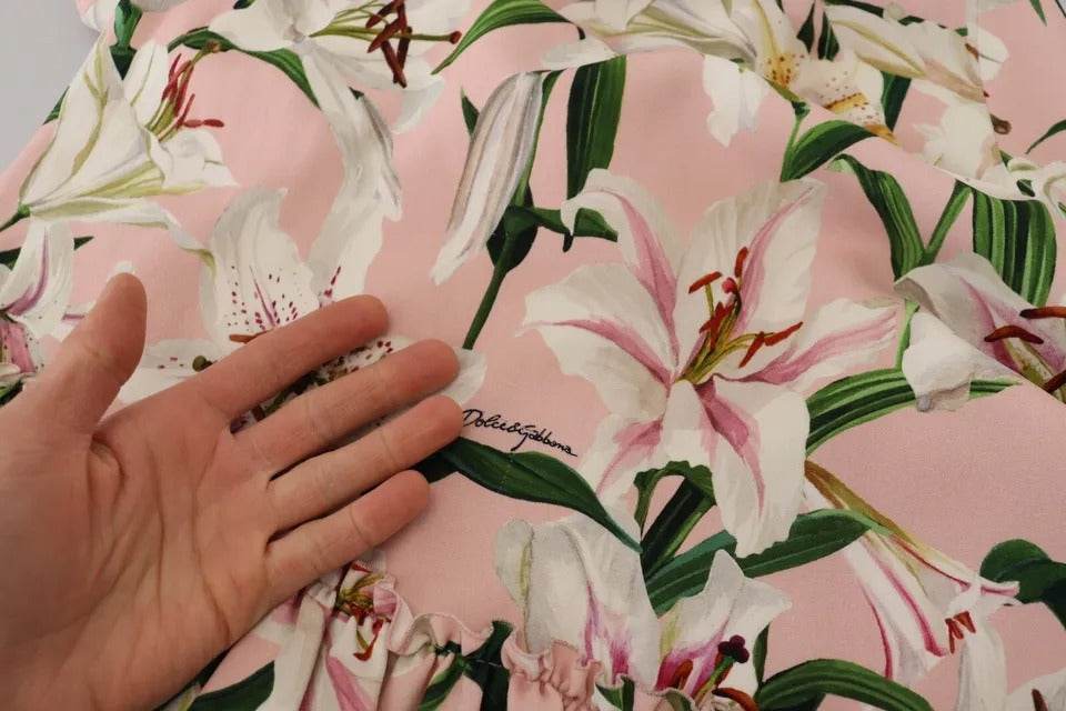 Dolce & Gabbana Pink Lily Viscose Sheath Knee Length Dress - Hilstor