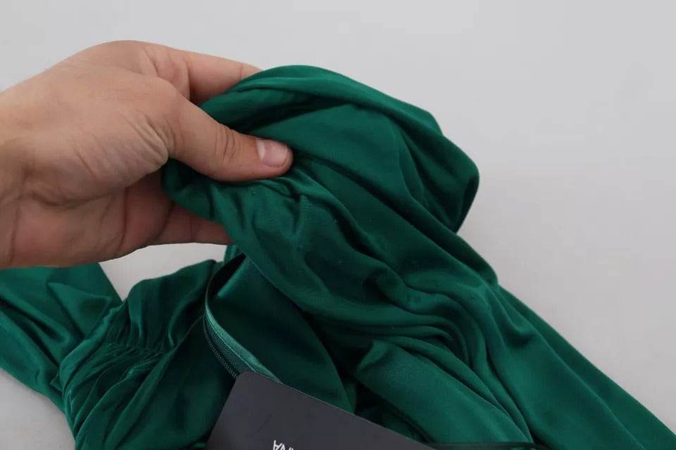 Dolce & Gabbana Dark Green Viscose Long Sleeve Midi Dress - Hilstor