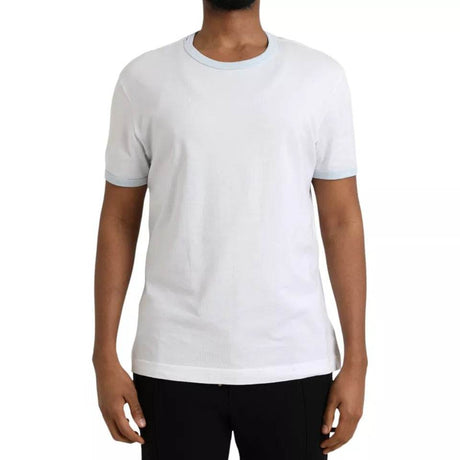 Dolce & Gabbana White Cotton Round Neck Short Sleeve T-shirt - Hilstor