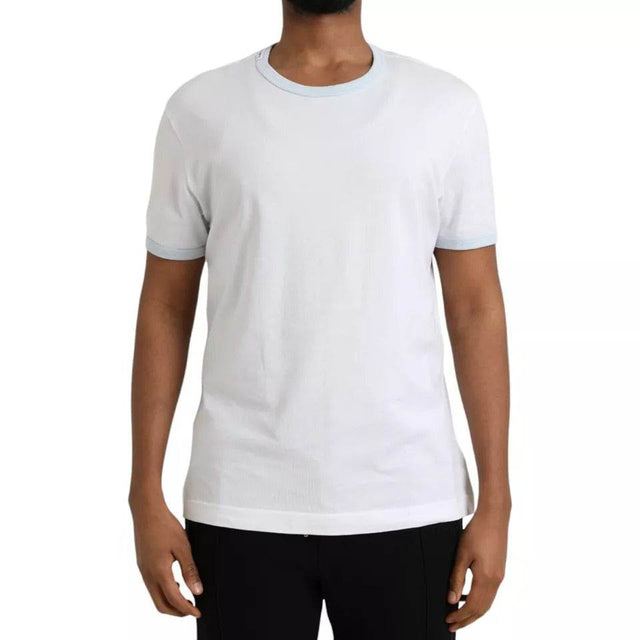 Dolce & Gabbana White Cotton Round Neck Short Sleeve T-shirt - Hilstor