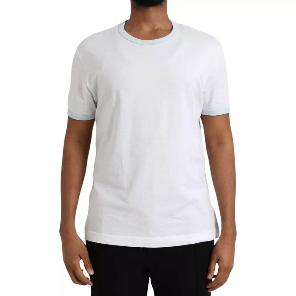 Dolce & Gabbana White Cotton Round Neck Short Sleeve T-shirt - Hilstor