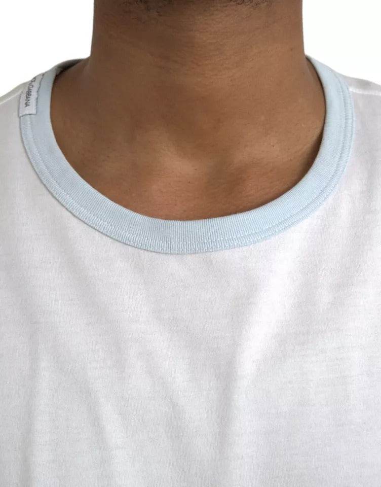 Dolce & Gabbana White Cotton Round Neck Short Sleeve T-shirt - Hilstor