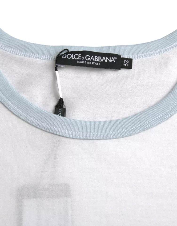 Dolce & Gabbana White Cotton Round Neck Short Sleeve T-shirt - Hilstor
