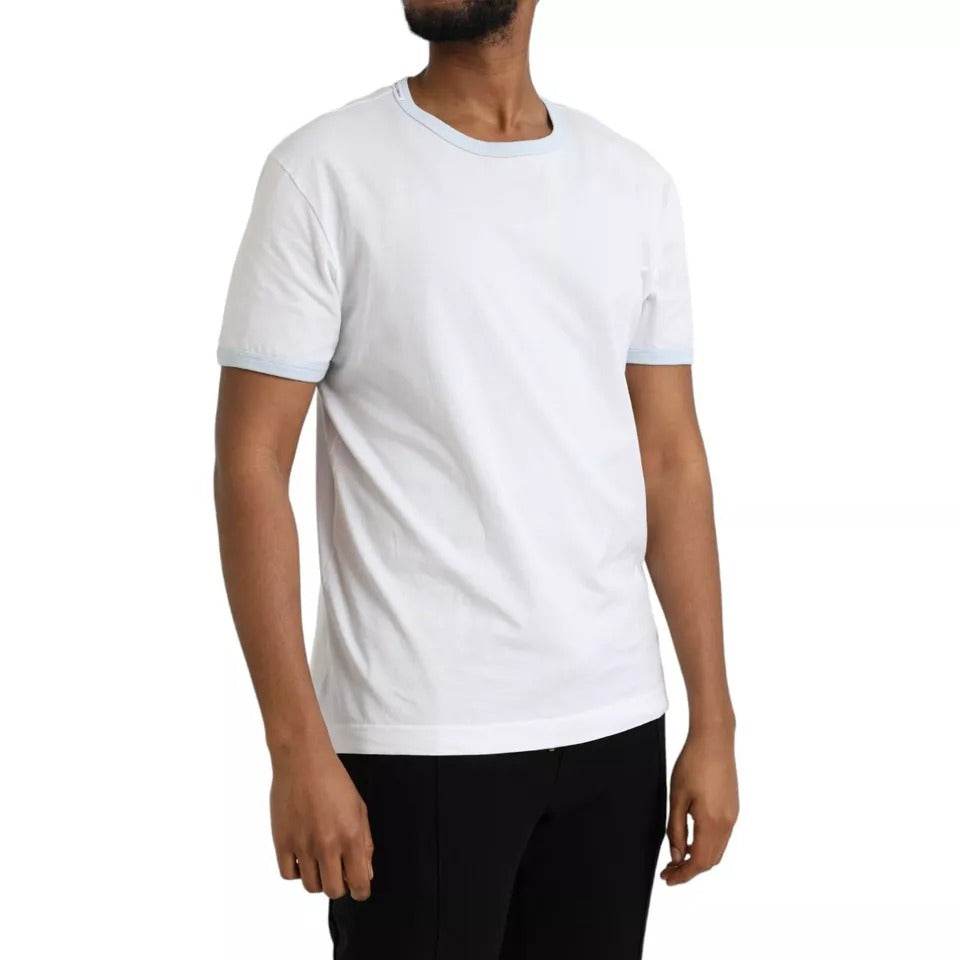 Dolce & Gabbana White Cotton Round Neck Short Sleeve T-shirt - Hilstor