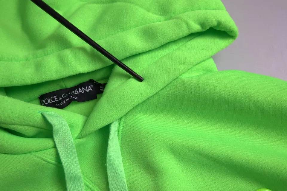 Dolce & Gabbana Neon Green Logo Pullover Hooded Sweatshirt Sweater - Hilstor