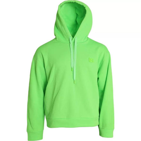 Dolce & Gabbana Neon Green Logo Pullover Hooded Sweatshirt Sweater - Hilstor