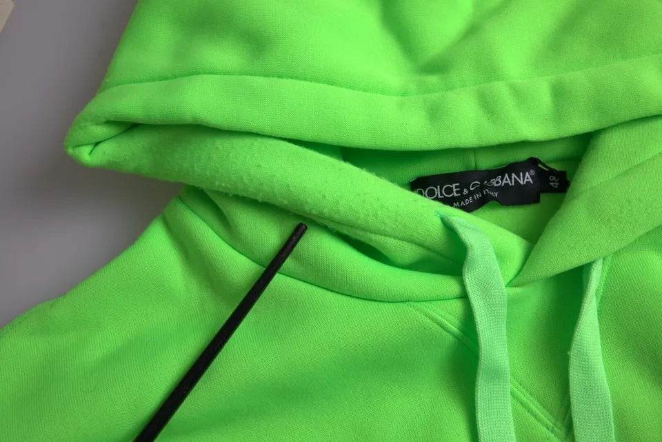 Dolce & Gabbana Neon Green Logo Pullover Hooded Sweatshirt Sweater - Hilstor
