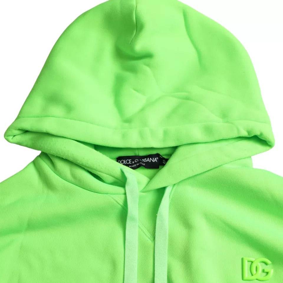 Dolce & Gabbana Neon Green Logo Pullover Hooded Sweatshirt Sweater - Hilstor