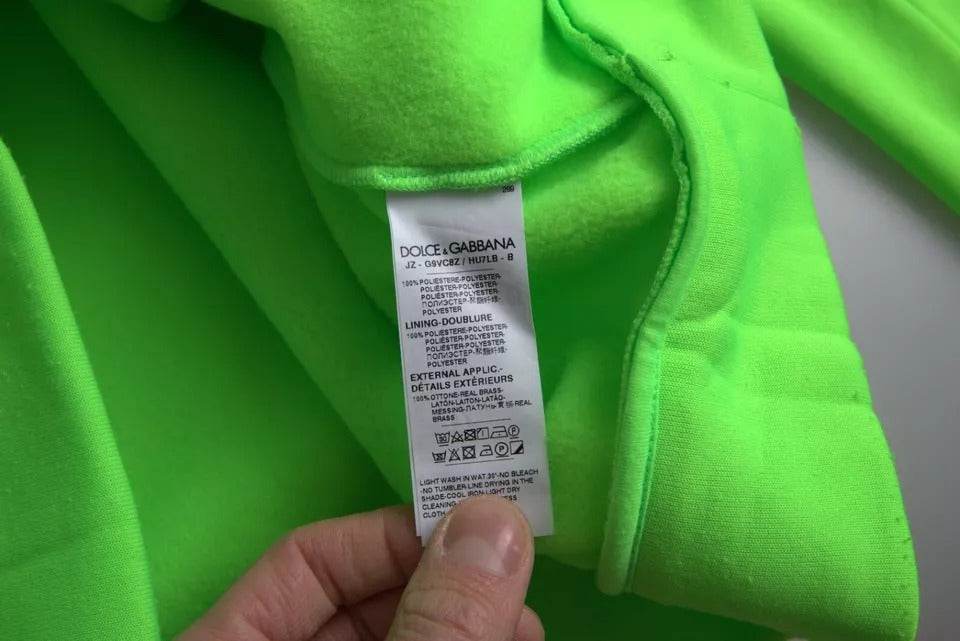 Dolce & Gabbana Neon Green Logo Pullover Hooded Sweatshirt Sweater - Hilstor