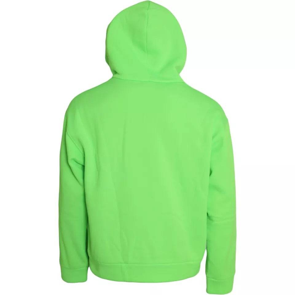 Dolce & Gabbana Neon Green Logo Pullover Hooded Sweatshirt Sweater - Hilstor