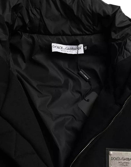 Dolce & Gabbana Black Cotton Hooded Logo Bomber Men Jacket - Hilstor