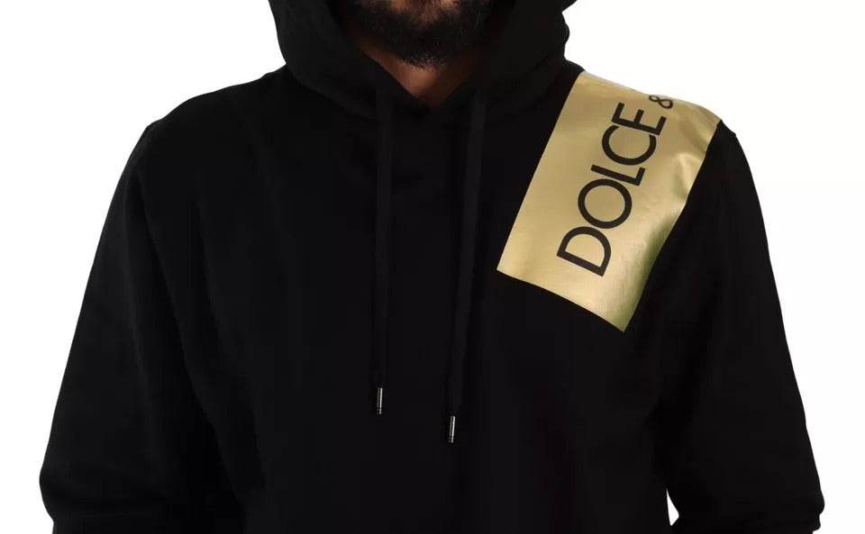 Dolce & Gabbana Black Gold Hooded Cotton Mens Pullover Sweater - Hilstor