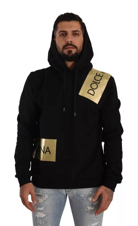 Dolce & Gabbana Black Gold Hooded Cotton Mens Pullover Sweater - Hilstor