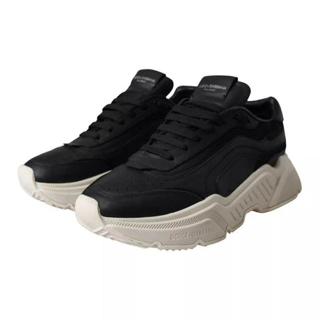 Dolce & Gabbana Black Leather DAYMASTER Mens Sneakers Shoes - Hilstor