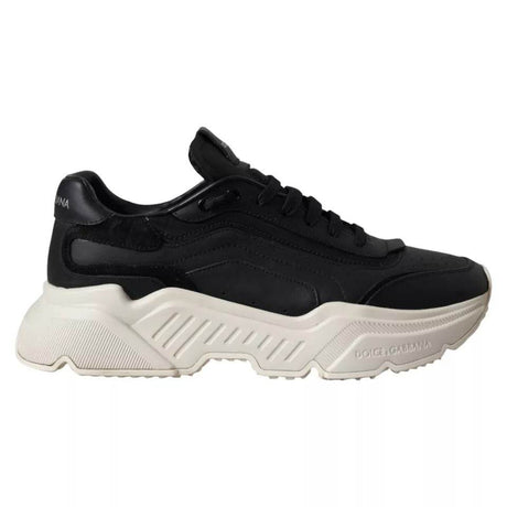 Dolce & Gabbana Black Leather DAYMASTER Mens Sneakers Shoes - Hilstor