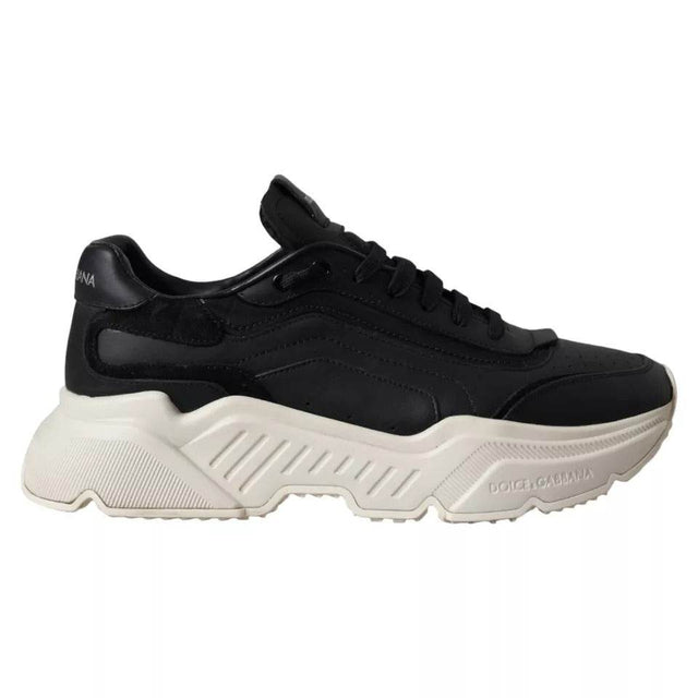 Dolce & Gabbana Black Leather DAYMASTER Mens Sneakers Shoes - Hilstor