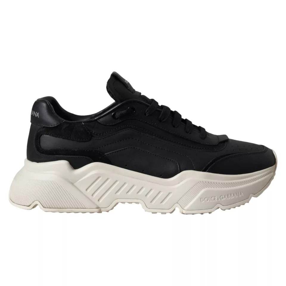 Dolce & Gabbana Black Leather DAYMASTER Mens Sneakers Shoes - Hilstor