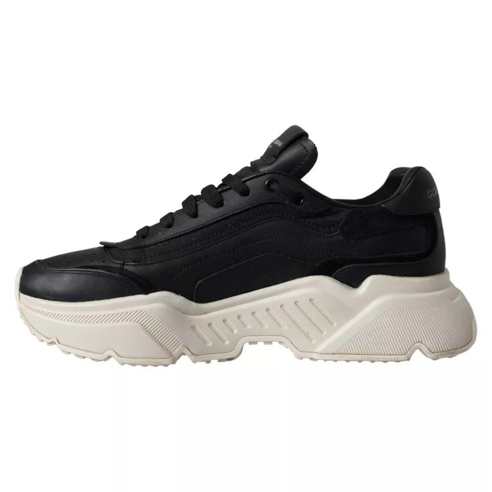 Dolce & Gabbana Black Leather DAYMASTER Mens Sneakers Shoes - Hilstor
