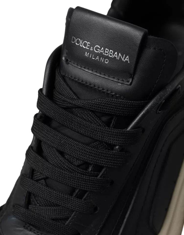 Dolce & Gabbana Black Leather DAYMASTER Mens Sneakers Shoes - Hilstor