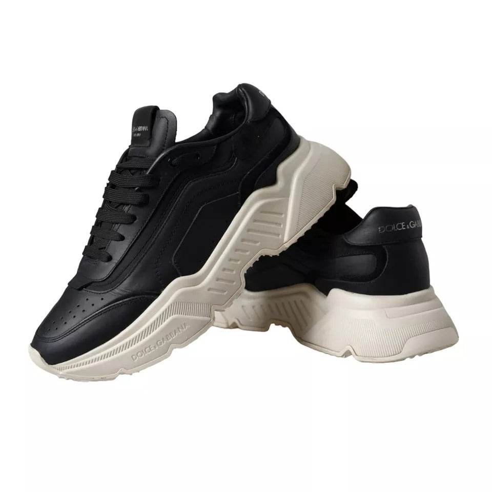 Dolce & Gabbana Black Leather DAYMASTER Mens Sneakers Shoes - Hilstor
