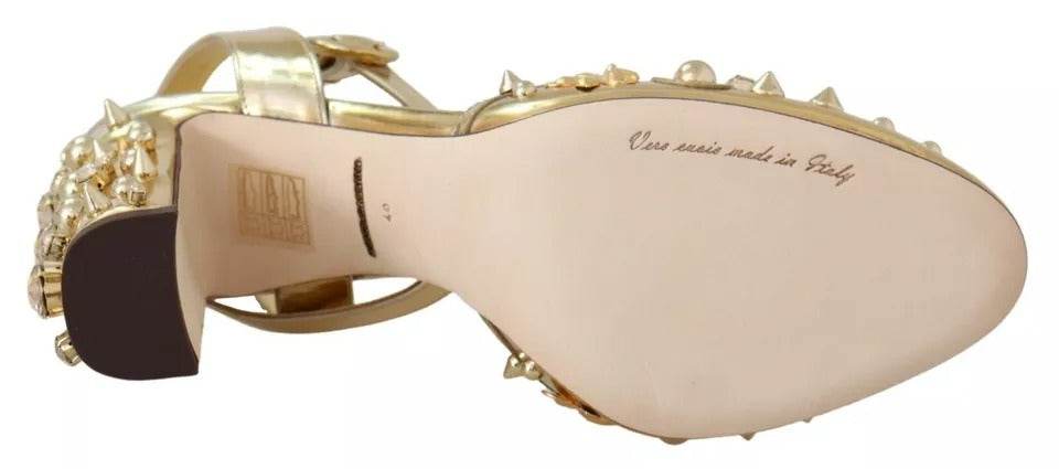 Dolce & Gabbana Gold Studs Vally Slingback Sandals Shoes - Hilstor
