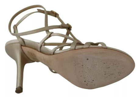 Dolce & Gabbana Gold Silk Ankle Strap Heels Sandals Shoes - Hilstor