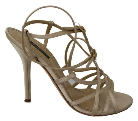Dolce & Gabbana Gold Silk Ankle Strap Heels Sandals Shoes - Hilstor