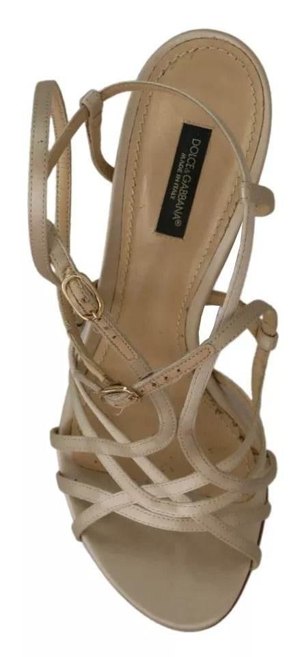 Dolce & Gabbana Gold Silk Ankle Strap Heels Sandals Shoes - Hilstor
