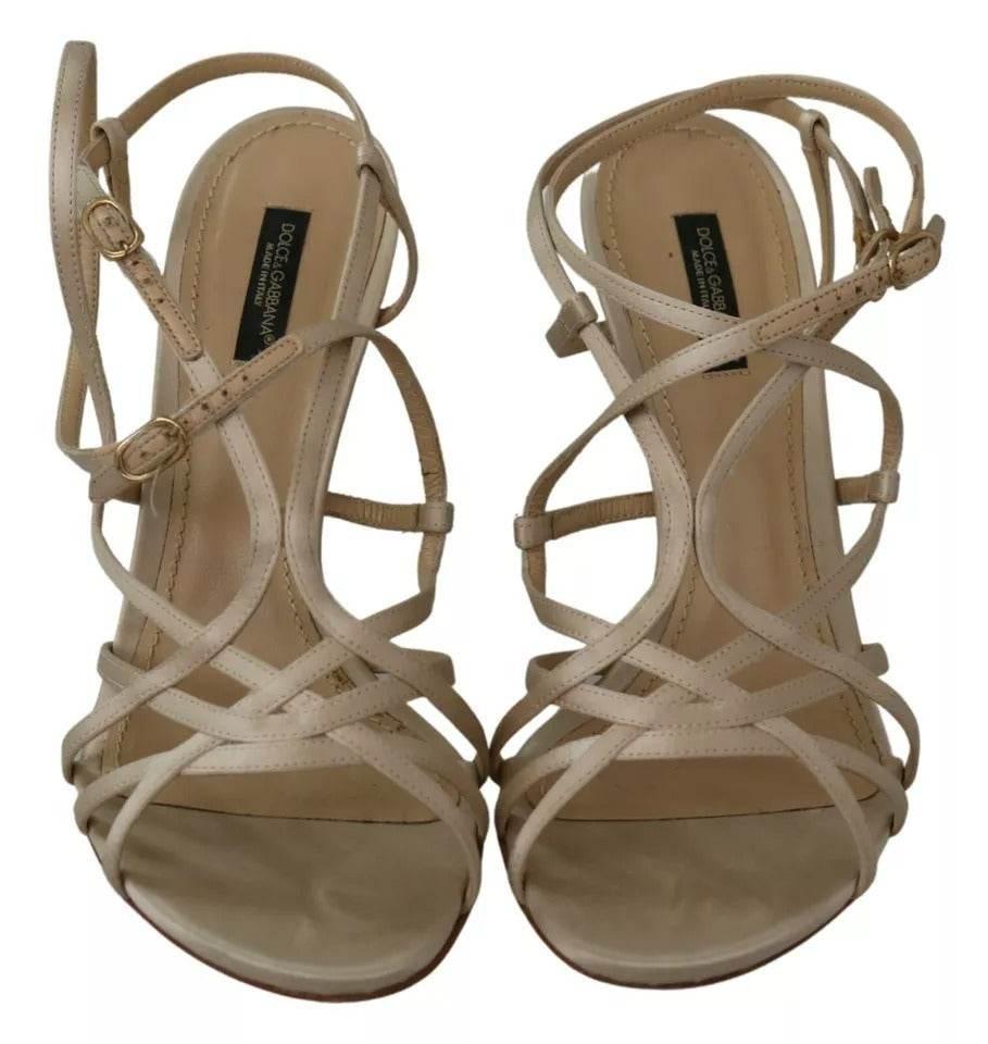 Dolce & Gabbana Gold Silk Ankle Strap Heels Sandals Shoes - Hilstor