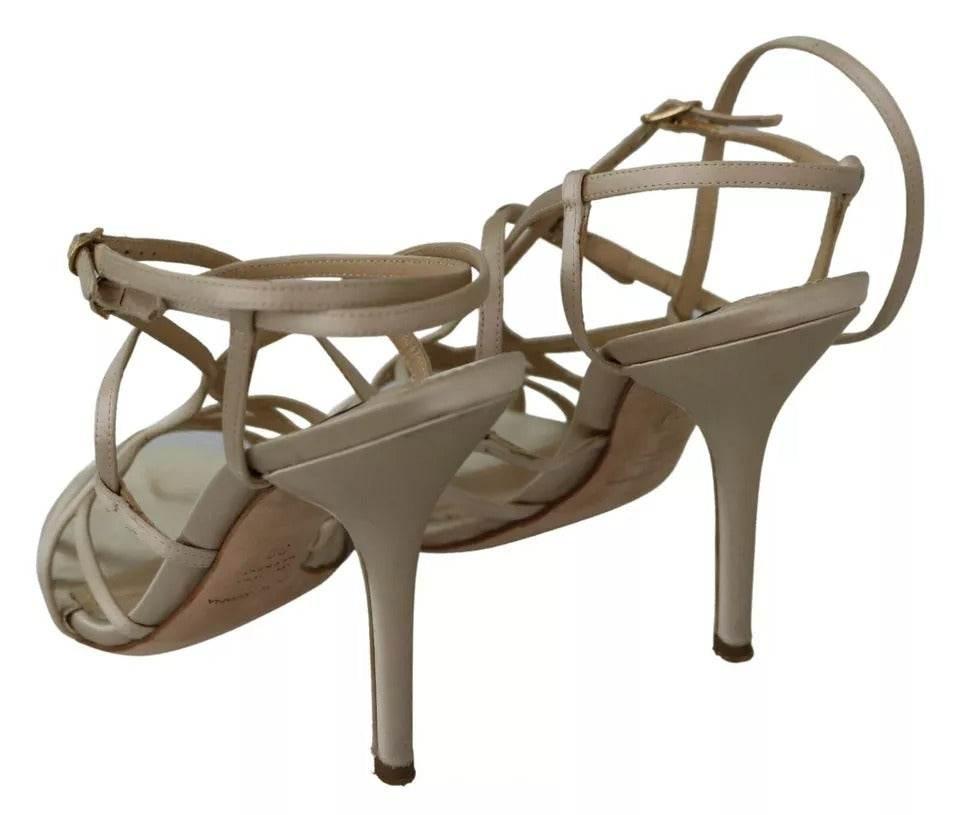 Dolce & Gabbana Gold Silk Ankle Strap Heels Sandals Shoes - Hilstor