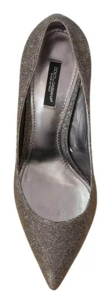 Dolce & Gabbana Gold Silver Heels Pumps Pointed Toes Shoes - Hilstor